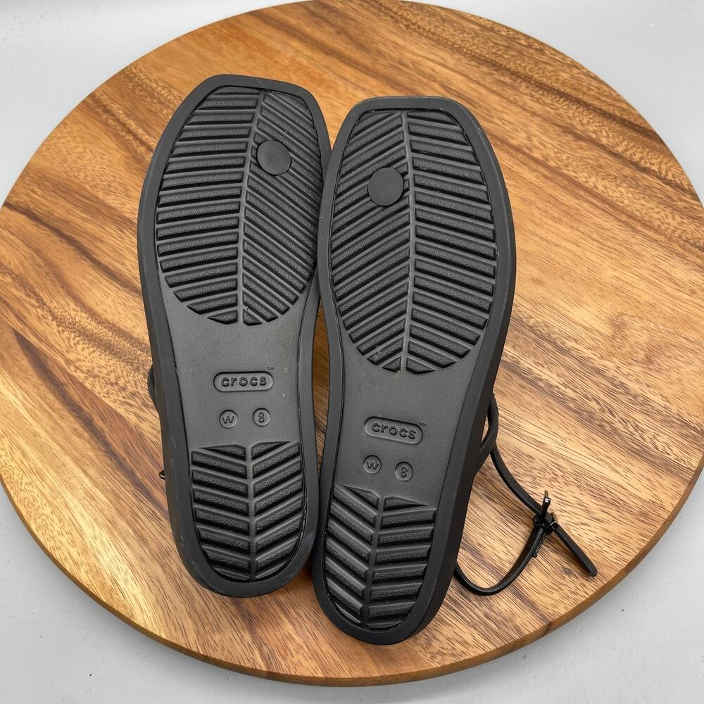 Crocs Women's Black T-Strap Slingback Sandals - Picture 7 of 8